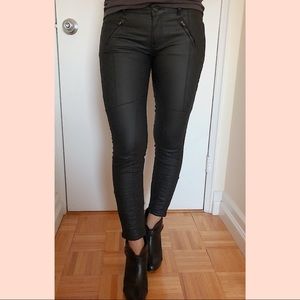 Zara Coated Quilted Pants with Zippers